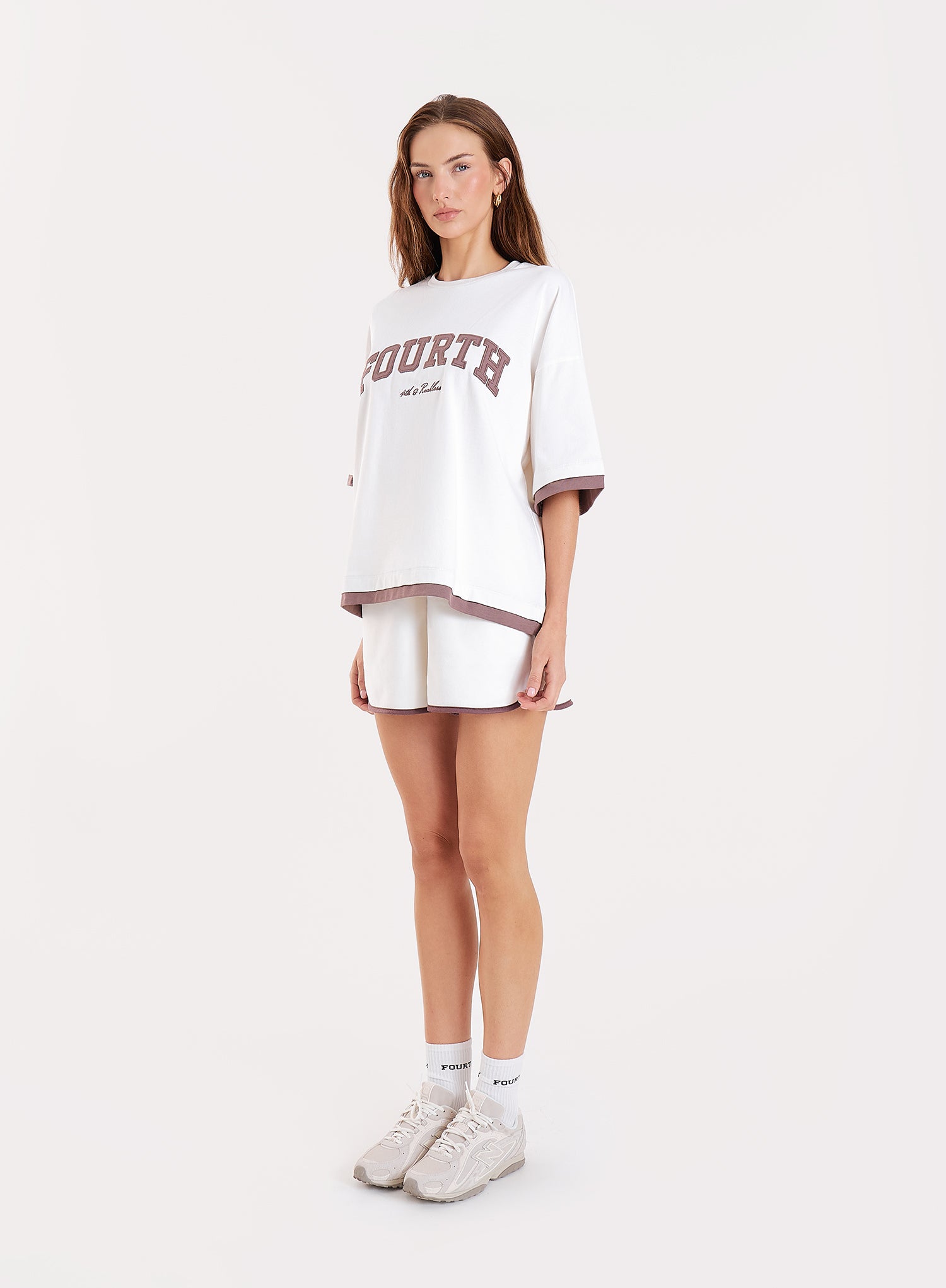 White Contrast Trim Branded Cotton T-Shirt